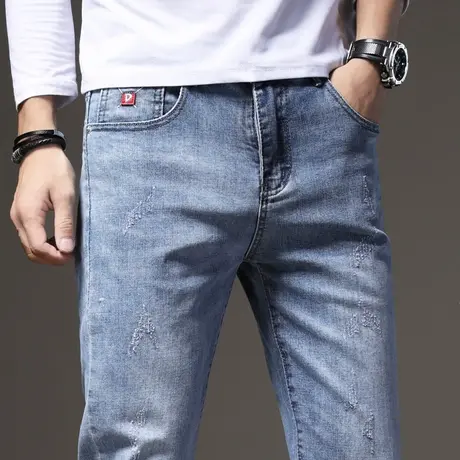 男生春季潮牌乞丐破洞男士牛仔裤修身小脚男装休闲长裤子男裤春天商品大图