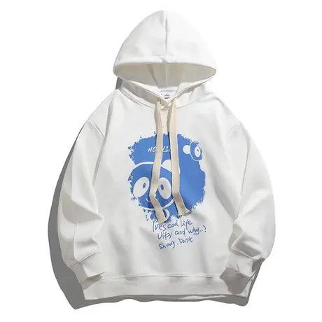 秋冬季日系港风潮牌印花情侣套头连帽卫衣男士2024新款内搭春秋款图片