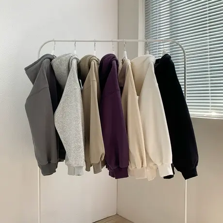 oversize美式复古卫衣男生春秋薄款衣服连帽外套高街潮牌2023新款商品大图