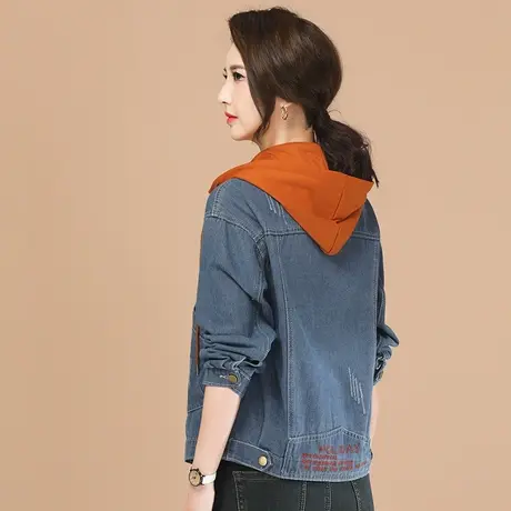 韩潮袭人连帽刺绣短款牛仔短外套女2024春新款宽松棒球服夹克衫图片