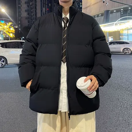 冬季立领棉衣男高街cec潮流韩版宽松休闲情侣装纯色加厚面包棉服商品大图