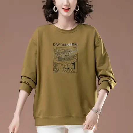 卫衣女春季新款加肥加大码女装宽松中年妈妈洋气无帽百搭休闲上衣图片