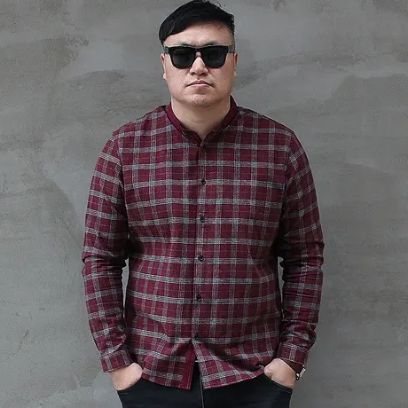 大依无忧潮胖新款衬衣特大号修身时尚加肥加大码男士长袖衬衫商品大图