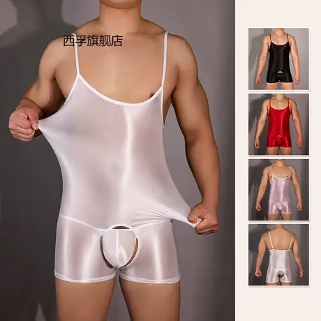 男士性感情趣诱惑背带连体衣紧身免脱吊环内裤商品大图