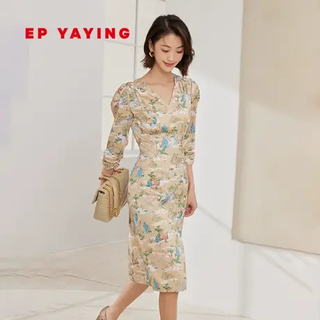 [真丝系列]EP雅莹女装 设计感茶歇法式连衣裙 2023新款4672A图片