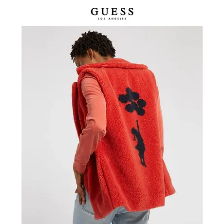 GUESS×BRANDALISED涂鸦胶囊系列女仿羊羔绒保暖马甲-W2BN15WF8R0图片