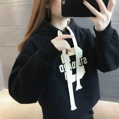 女士新款卫衣加绒加厚2023冬季新款韩版宽松字母减龄小众设计百搭商品大图