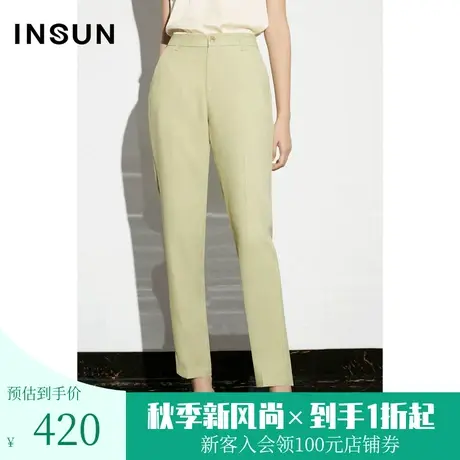 恩裳COVER2023夏款新款经典仿麻肌理锥形裤简约不易皱舒适休闲裤商品大图