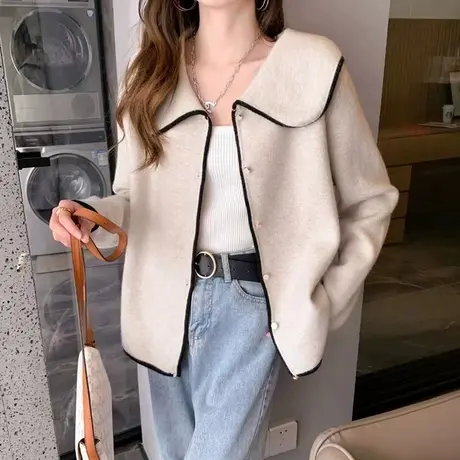 娃娃领毛衣女2023秋季新款开衫外套爆款高级感女装洋气时尚外搭女商品大图