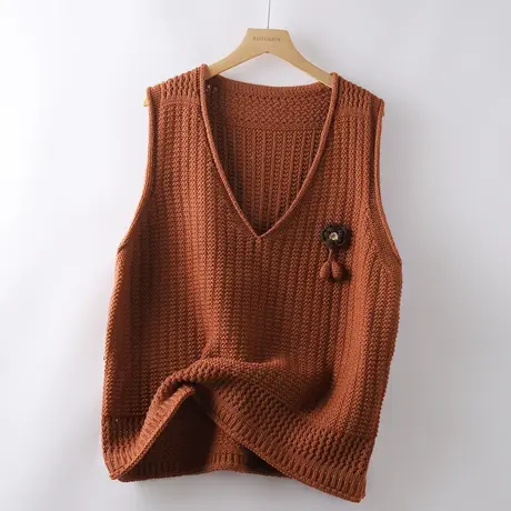 V领马甲背心女外穿秋季2023新款韩版宽松针织设计感小众坎肩马夹图片