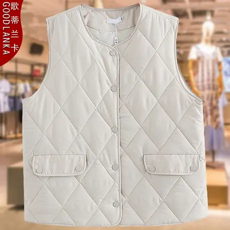 加肥加大码中老年羽绒棉马夹外套洋气时尚妈妈装坎肩秋冬宽松马甲商品大图
