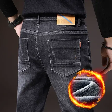 秋冬季男士加绒牛仔裤子2023年新款加厚棉裤男裤防风冬装外穿保暖图片