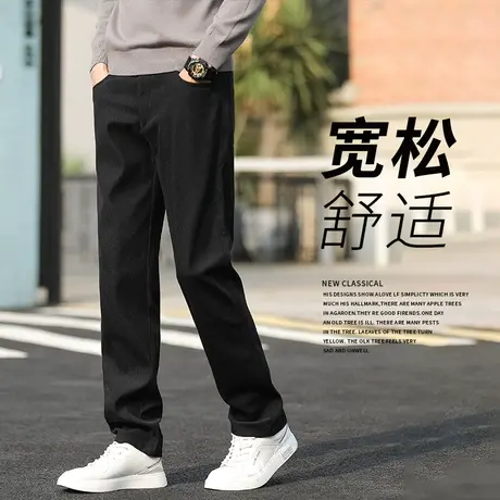 灯芯绒男裤子秋季加厚休闲裤男士宽松直筒条绒长裤中老年爸爸装秋商品大图