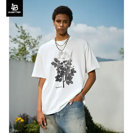 Lilbetter勒内·马格里特联名男士短袖t恤纯棉体恤新款潮牌五分袖商品大图