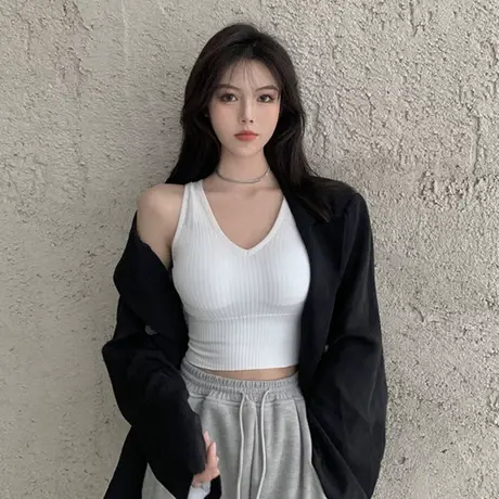 吊带背心女内搭短款带胸垫防走光美背内衣性感辣妹外穿上衣夏季潮商品大图