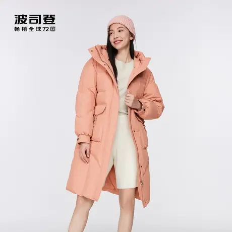 波司登新款羽绒服女长款宽松连帽莫兰迪色温柔时尚外套商品大图