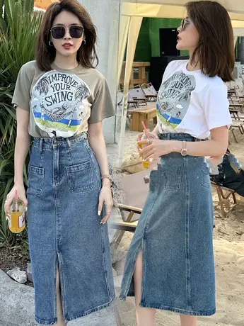 美式复古短袖insT恤女夏季新款韩版正肩甜美修身显瘦百搭印花上衣商品大图