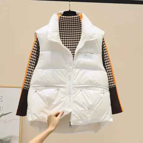 2023新款免洗亮面羽绒棉马甲女短款休闲棉马夹背心坎肩女外套外穿商品大图