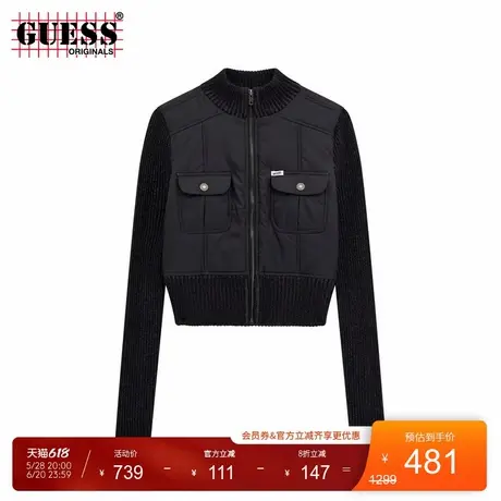 GUESSOriginals女士拼接针织袖子短外套-W4BL18WFA20图片