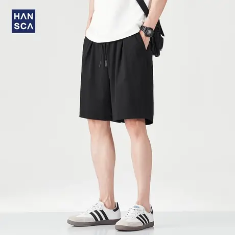 hansca50支丝光罗马棉短裤男2025夏季吸湿速干凉感透气宽松五分裤商品大图