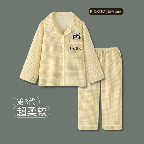 睡衣女款春秋新款纯棉磨毛长袖长裤情侣家居服企鹅大码男女士套装图片
