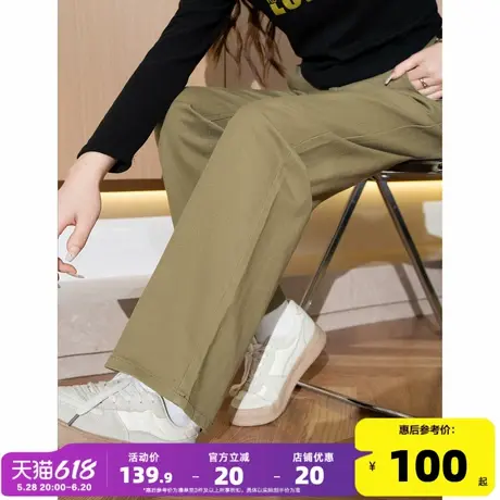 唐狮工装裤女直筒休闲2025新款女高腰显瘦直筒阔腿裤百搭休闲裤TJ图片