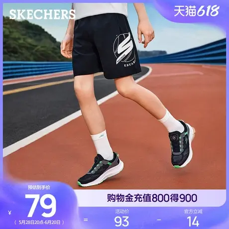 斯凯奇童装夏女中大童梭织儿童休闲修身舒适透气百搭户外运动短裤商品大图