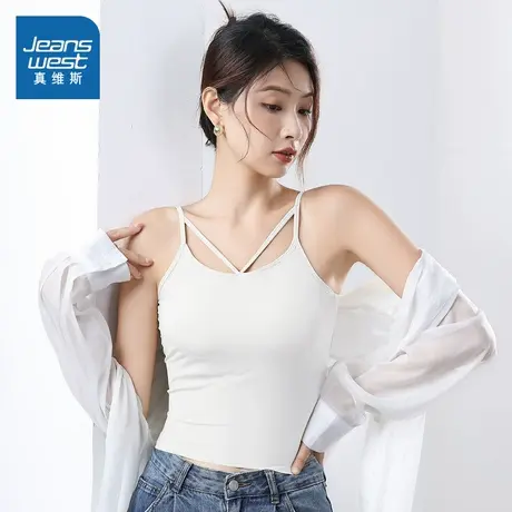 KF真维斯女装 2025夏季新款女款美式简约风多色可选女士吊带背心商品大图
