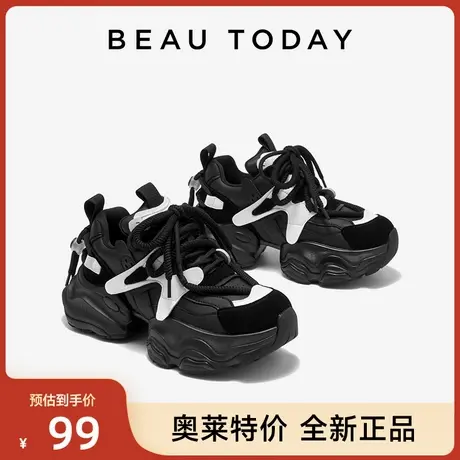 【清仓款】BeauToday厚底老爹鞋女春季轻便增高休闲鞋拼色运动鞋商品大图