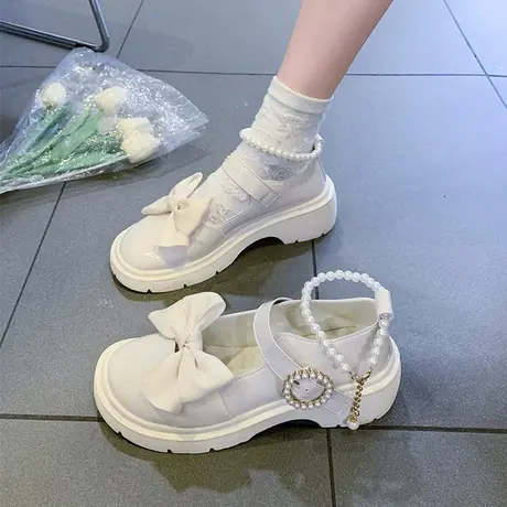 英伦风小皮鞋女2023年新款春夏厚底单鞋设计感小众百搭玛丽珍鞋子商品大图
