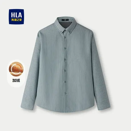 HLA/海澜之家舒适加绒长袖休闲衬衫25秋冬新款国民臻品亲肤上衣男商品大图