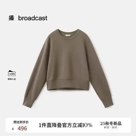播休闲圆领纯色卫衣女25秋季新款宽松短款长袖T恤DDS3YD5055图片