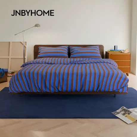 JNBYHOME江南布衣25年秋季棉质磨毛四件套床单被套条纹全棉床品商品大图