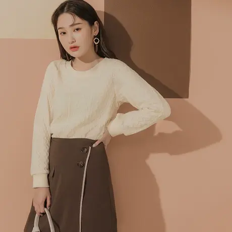 桔熊秋冬季洋气保暖毛衣打底麻花拼接网纱针织衫女装大码AB13987图片