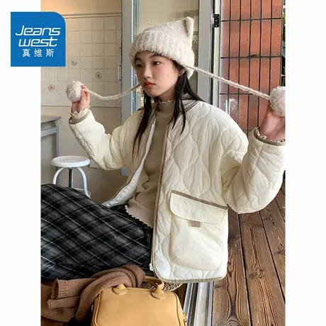 NOE真维斯棉服外套女2025新款冬季青少年加厚大口袋时尚开衫上衣商品大图