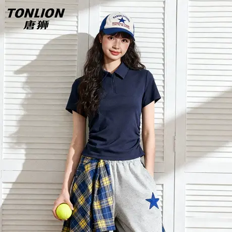 唐狮官方法式气质短袖t恤女2026新款夏polo衫正肩显瘦半袖上衣VC图片