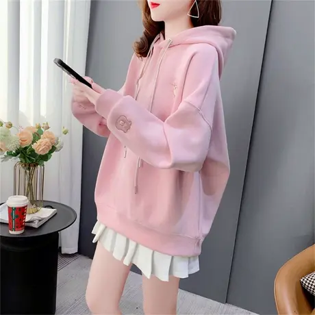 洋气刺绣卡通连帽卫衣女春季新款韩版宽松时尚减龄百搭学院风外套商品大图