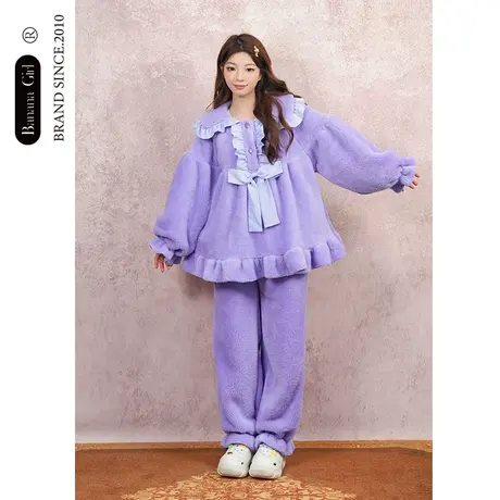 Bananagirl睡衣女款秋冬新款珊瑚绒加厚保暖可爱女士可外穿家居服商品大图
