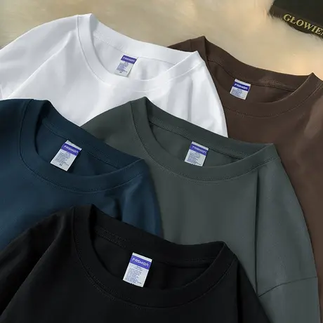 260g重磅纯棉t恤男长袖秋冬内搭打底衫美式宽松秋衣小衫全棉体恤商品大图