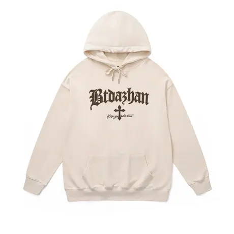 连帽卫衣中性情侣款美式高级感复古罗马字母设计美拉德帽衫外套棉商品大图