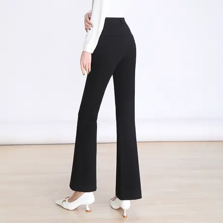 2023春季新品黑色显瘦微喇叭裤女长裤小个子喇叭裤休闲裤直筒裤子图片