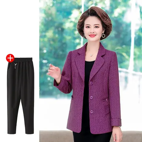 中年女士秋装外套中老年上衣春秋新款西服妈妈短款洋气高贵小西装商品大图