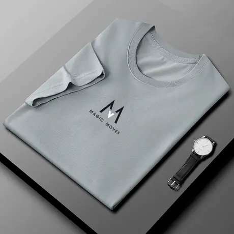 冰丝短袖t恤男2023夏季潮牌百搭体恤夏装学生潮流ins宽松休闲上衣商品大图