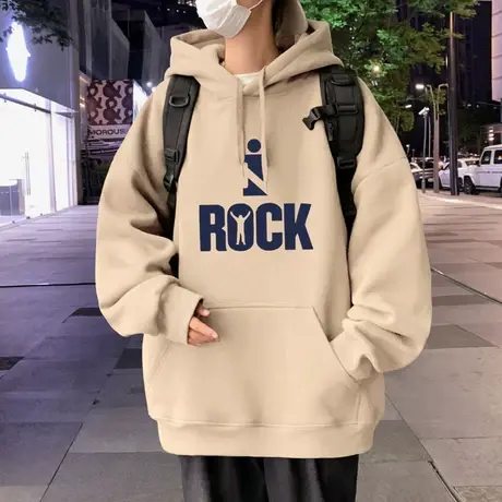 春秋季连帽卫衣男ins潮牌美式外套复古新款宽松运动休闲套头帽衫商品大图