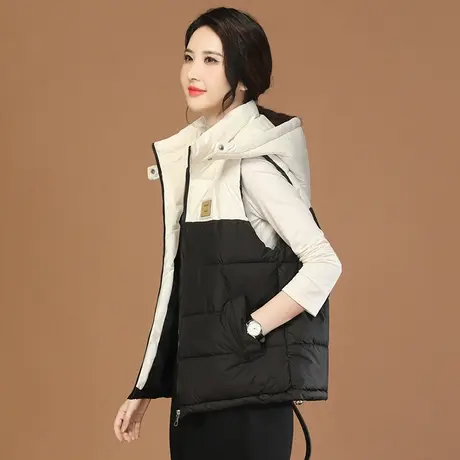 韩潮袭人休闲宽松连帽外穿马夹2023冬季新款加厚保暖背心马甲外套图片