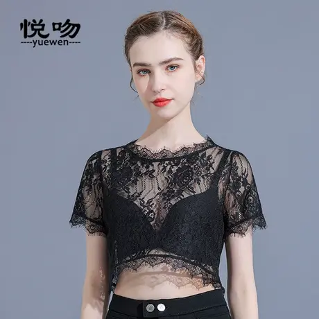 半截蕾丝打底衫女内搭性感防走光抹胸短袖半身上衣夏薄款罩衫裹胸商品大图