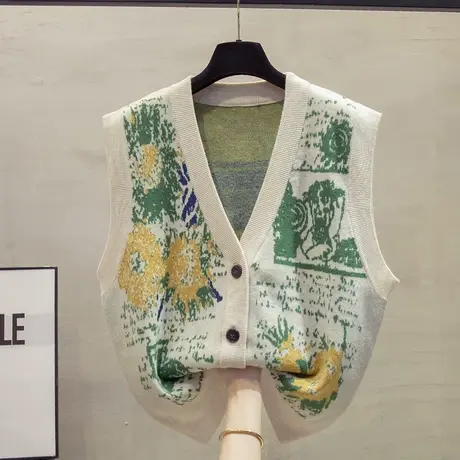 v领针织开衫马甲背心女2023秋装新款宽松外穿马夹细针毛衣坎肩潮图片