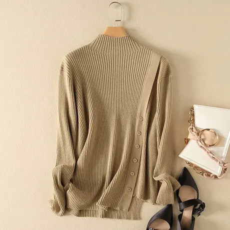 半高领毛衣女春装内搭新款韩版宽松套头加厚外穿长袖针织打底衫女商品大图