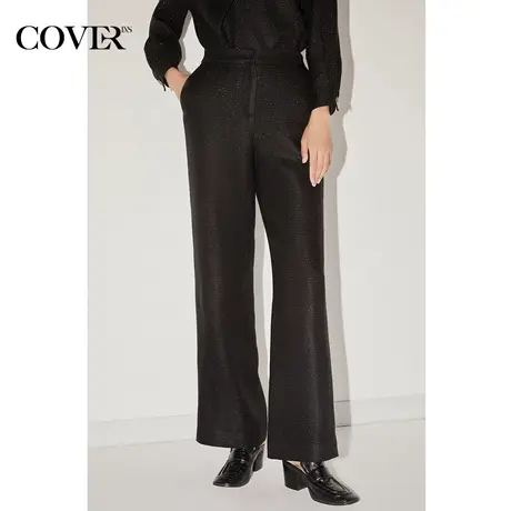 COVER冬季斜纹亮丝显瘦直筒休闲裤图片