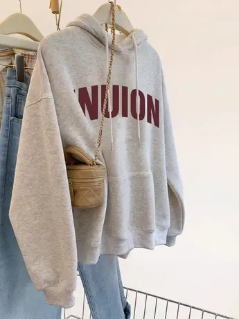 奶系秋冬加绒卫衣女oversize大码遮屁股上衣ins韩风休闲连帽外套商品大图